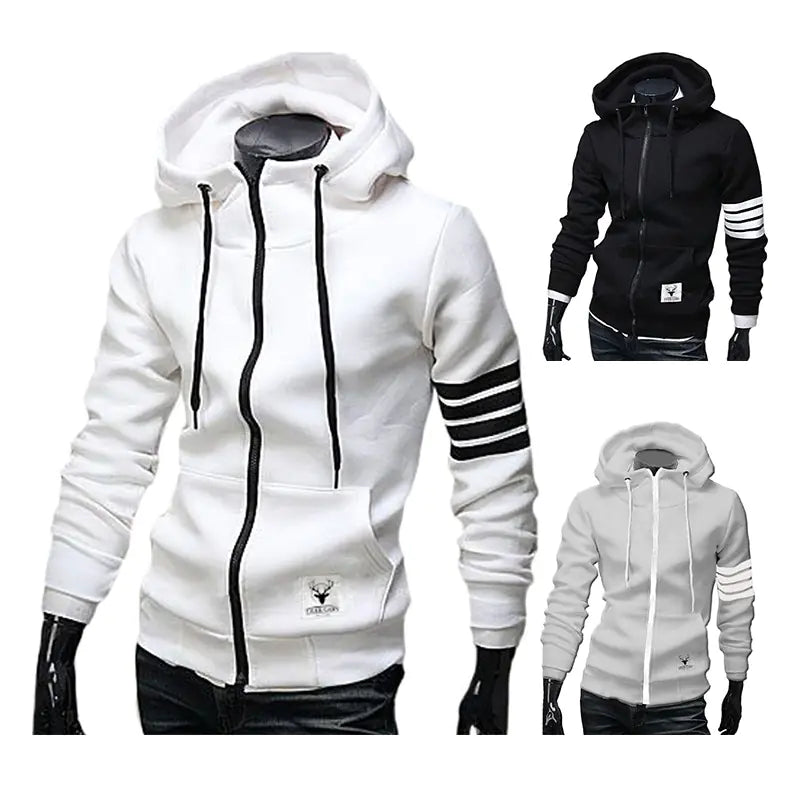 Sporty Hooded Men's Cardigan